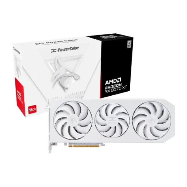 PowerColor Hellhound Spectral White AMD Radeon RX 9070 XT 16GB GDDR6 Graphics Card